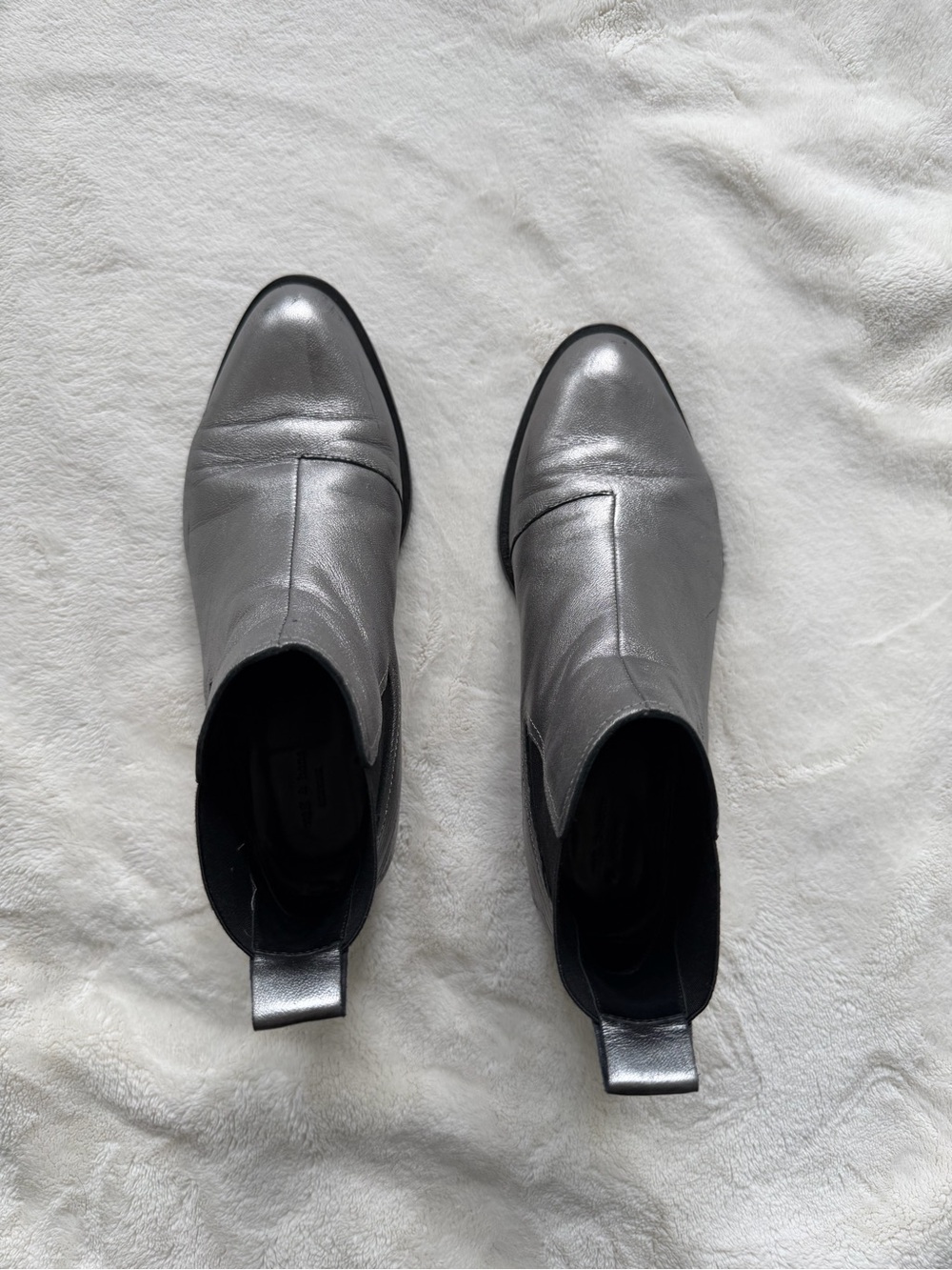 rag & bone Metallic Silver Leather Ankle Boots